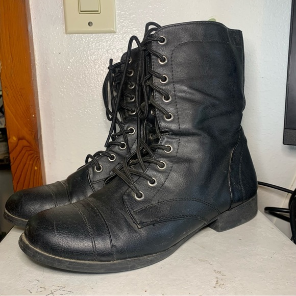 Brash Shoes Black Combat Boots Brash Size Womens 9 Lace Up Vegan Leather Poshmark